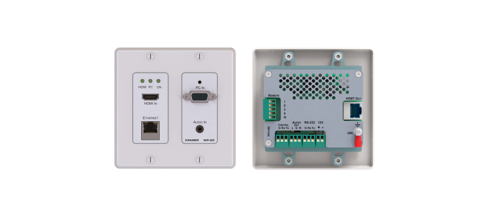 WP-20 HDMI & XGA - Ethernet, Bidirectional RS-232 & Stereo HDBaseT Transmitter - White Decora Style