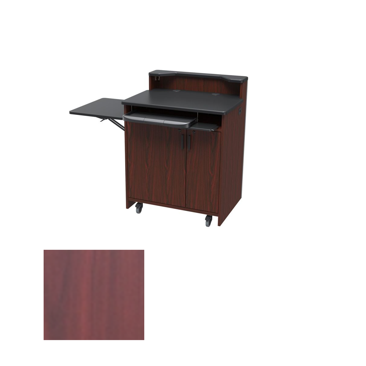 PD3009 BWL Teaching Podium with Folding Shelf, Brazilian Walnut