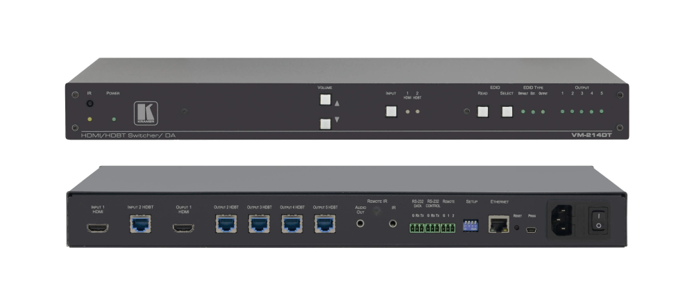 VM-214DT 2x1:4 UHD HDMI and HDBaseT Distribution Amplifier