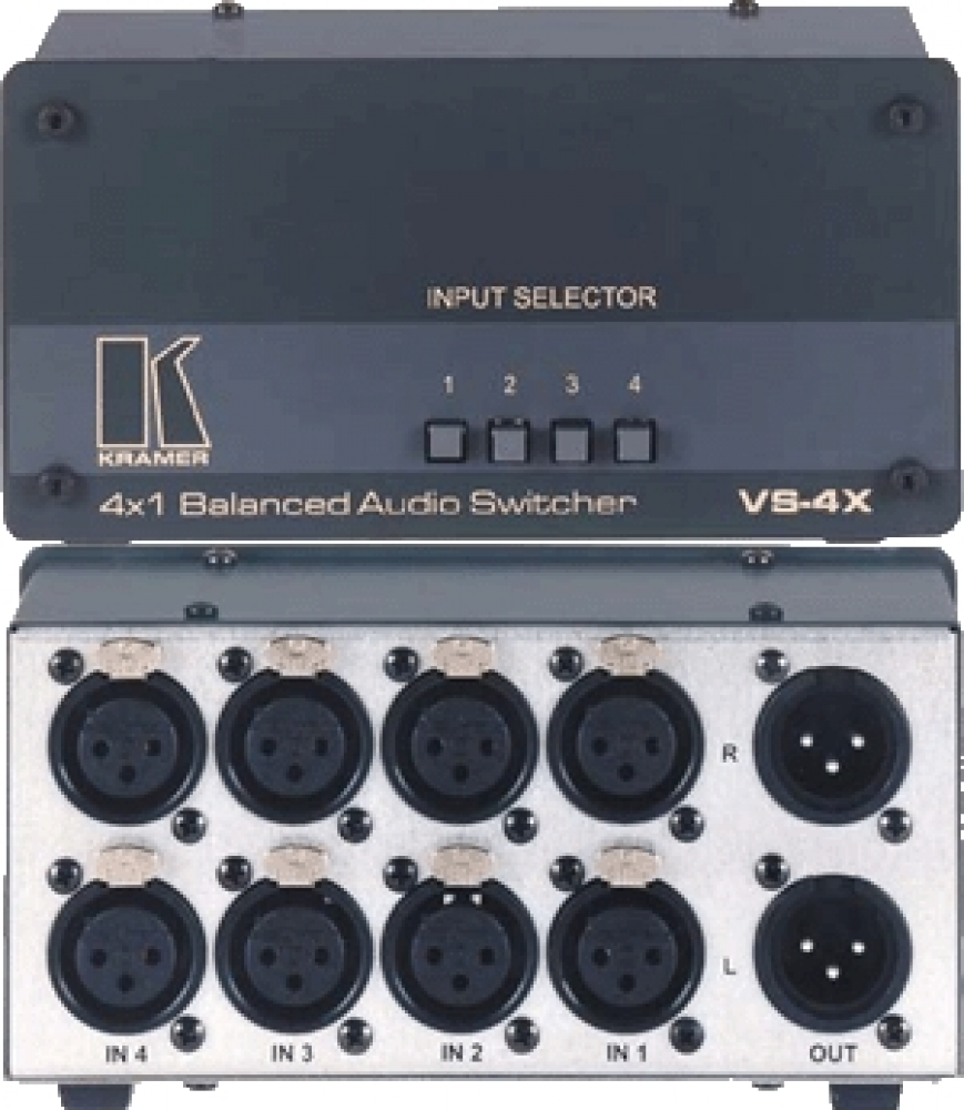 VS-4X 4x1 Balanced Stereo Audio Mechanical Switcher