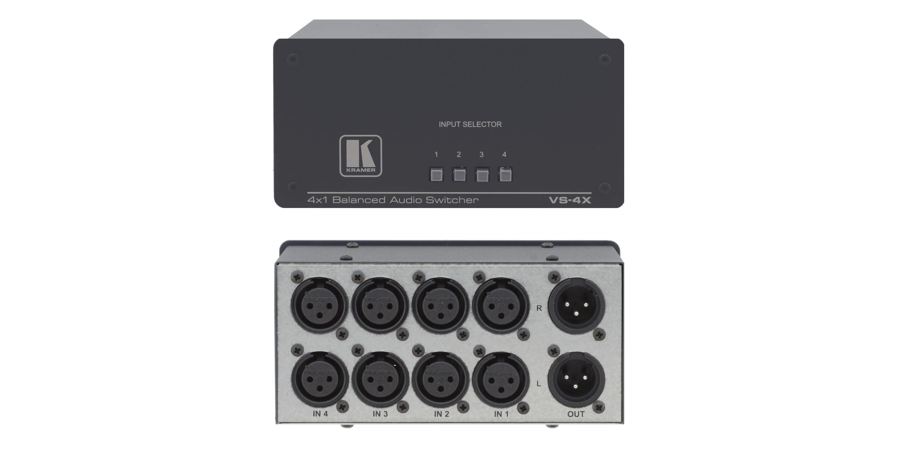 VS-4X 4x1 Balanced Stereo Audio Mechanical Switcher