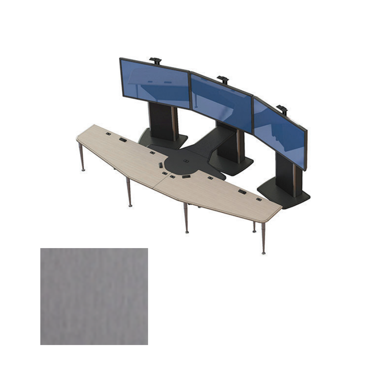 VC-TABLE T2 PACKAGE BAT Video Conference Table, Brushed Aluminum