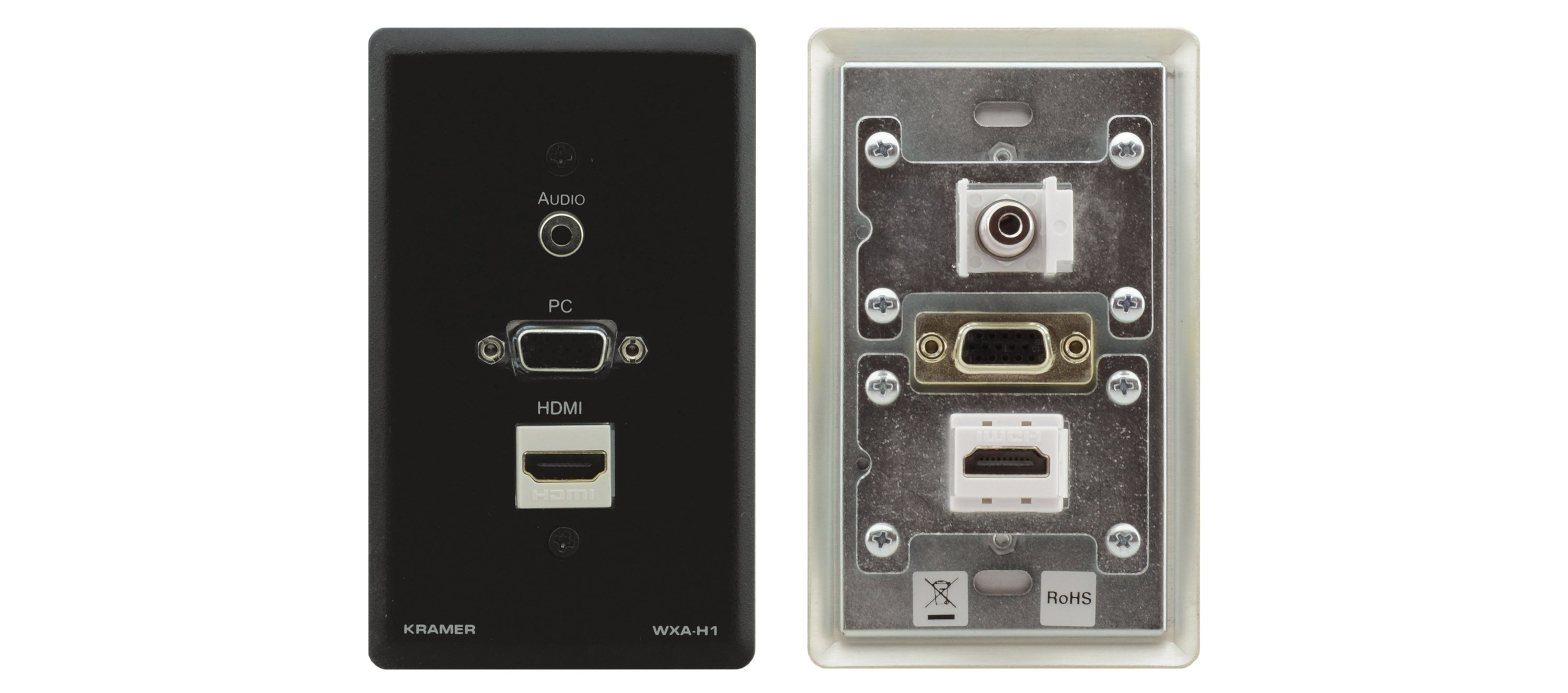 WXA-H1/US(B) Passive Pass–through Wall Plate — 15–pin HD, 3.5mm Audio, & HDMI