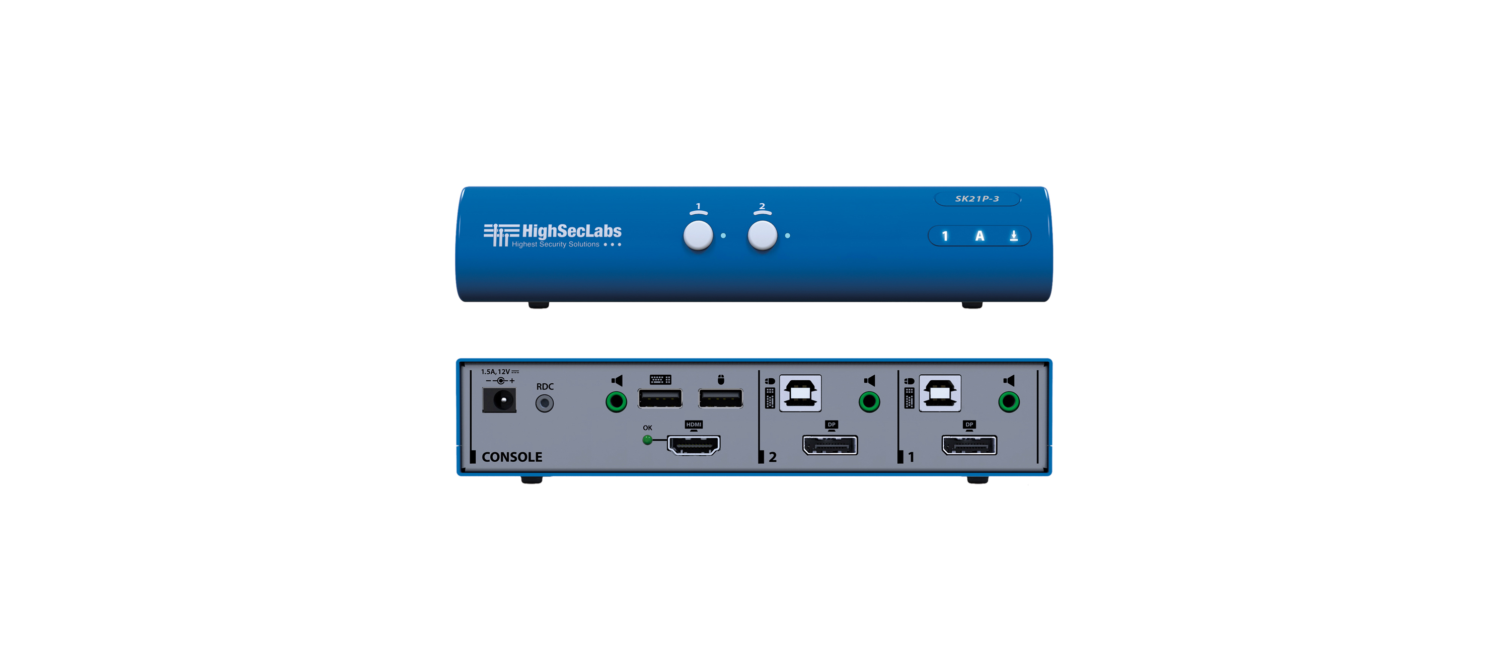 SK21P-3 HighSecLabs Secure 2–Port, DisplayPort KVM Switch