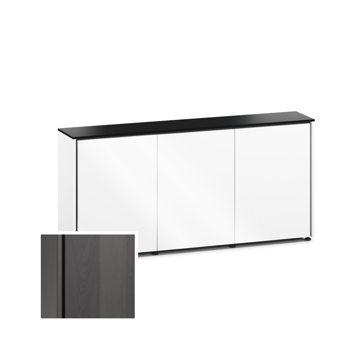 D1/337A/SN/WG 3 Bay Low-Profile, Wall Cabinet, Sienna / Walnut Grey