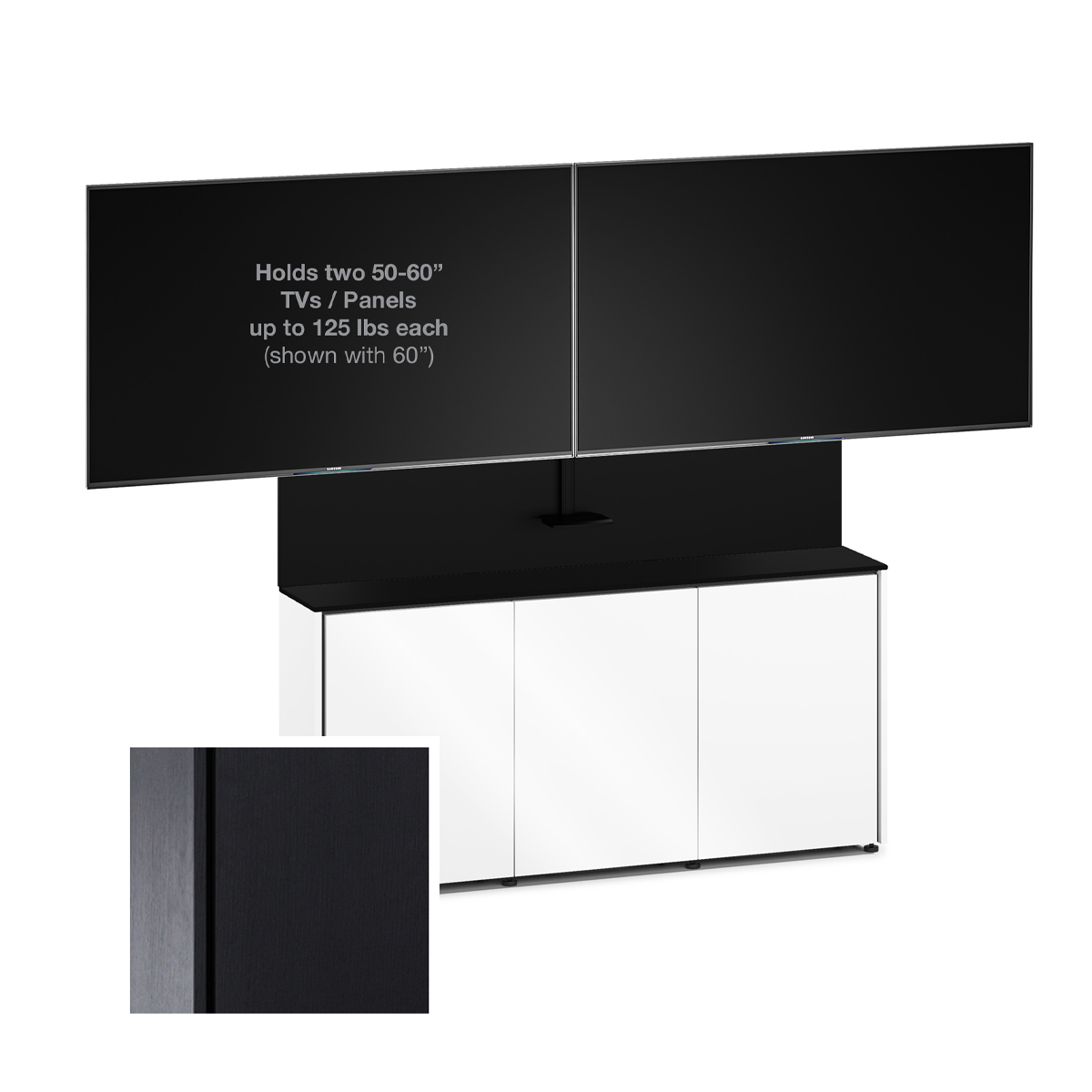 D1/337AM2/SN/BO 3 Bay, Dual Monitor Low-Profile, Wall Cabinet, Sienna / Black Oak