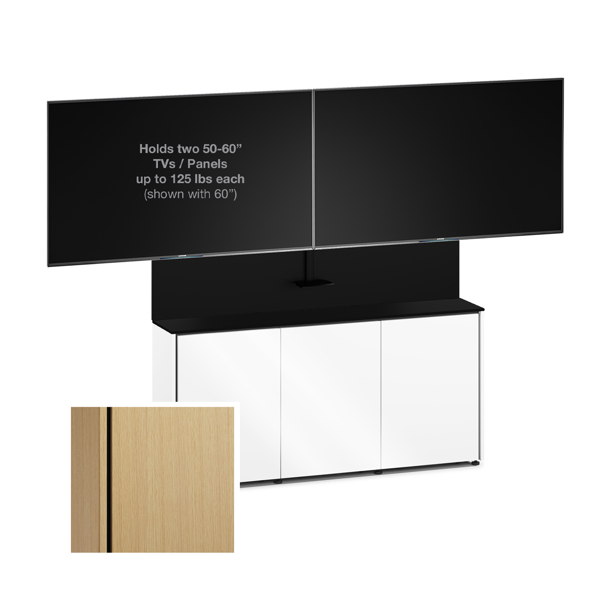 D1/337AM2/SN/NO 3 Bay, Dual Monitor Low-Profile, Wall Cabinet, Sienna / Natural Oak