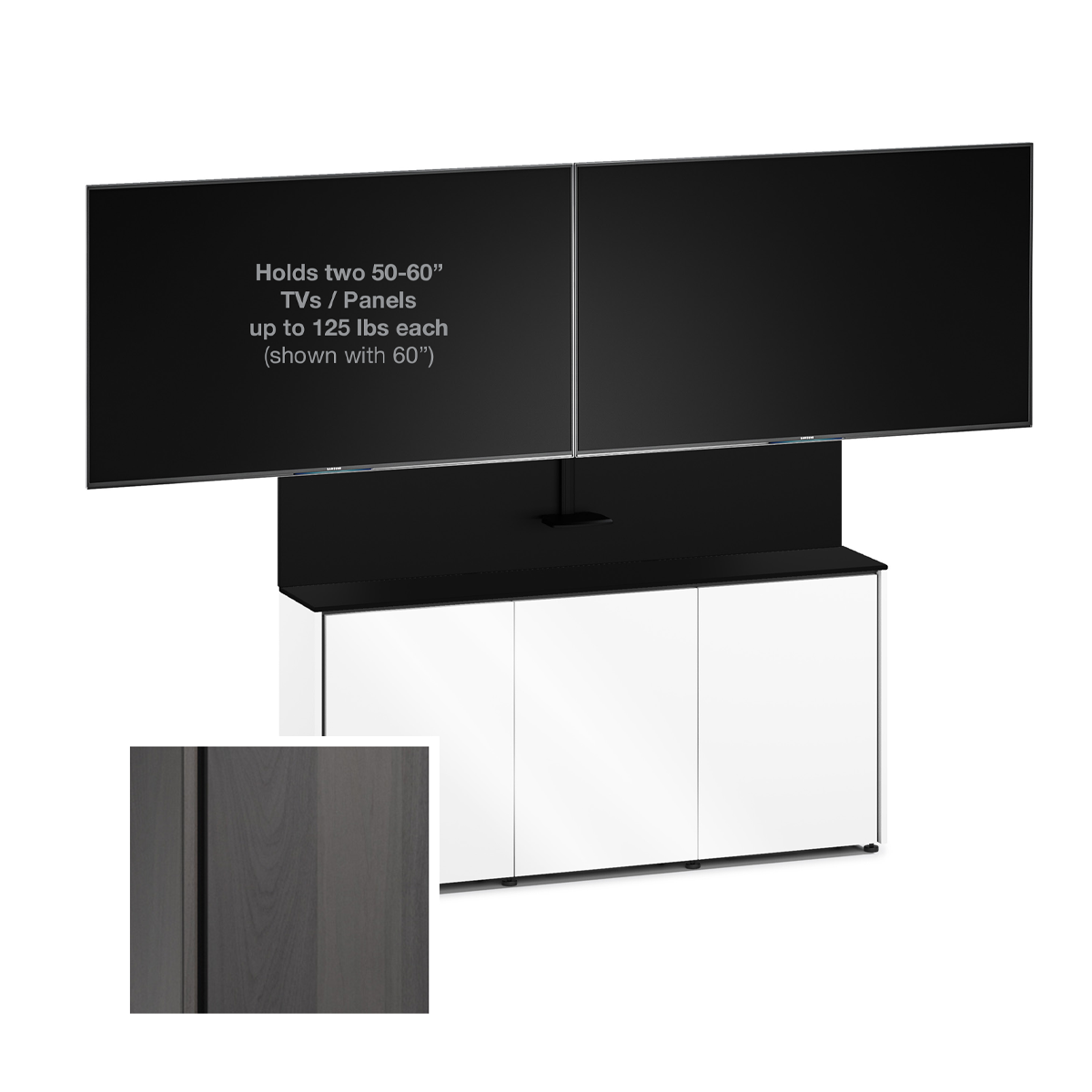 D1/337AM2/SN/WG 3 Bay, Dual Monitor Low-Profile, Wall Cabinet, Sienna / Walnut Grey