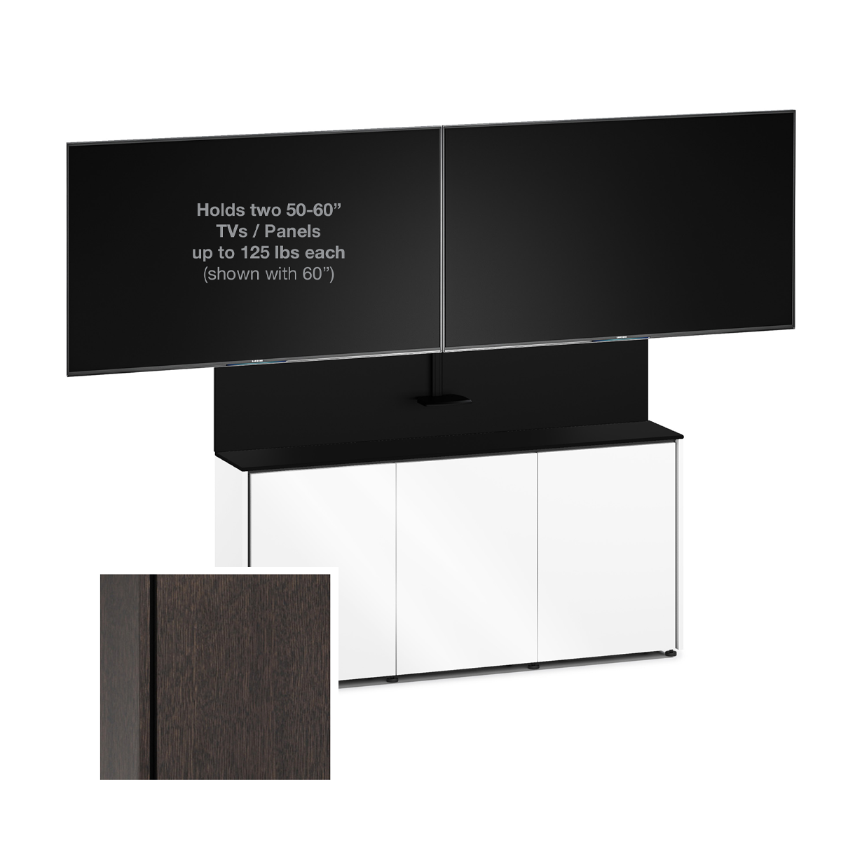 D1/337AM2/SN/WO 3 Bay, Dual Monitor Low-Profile, Wall Cabinet, Sienna / Wenge Oak