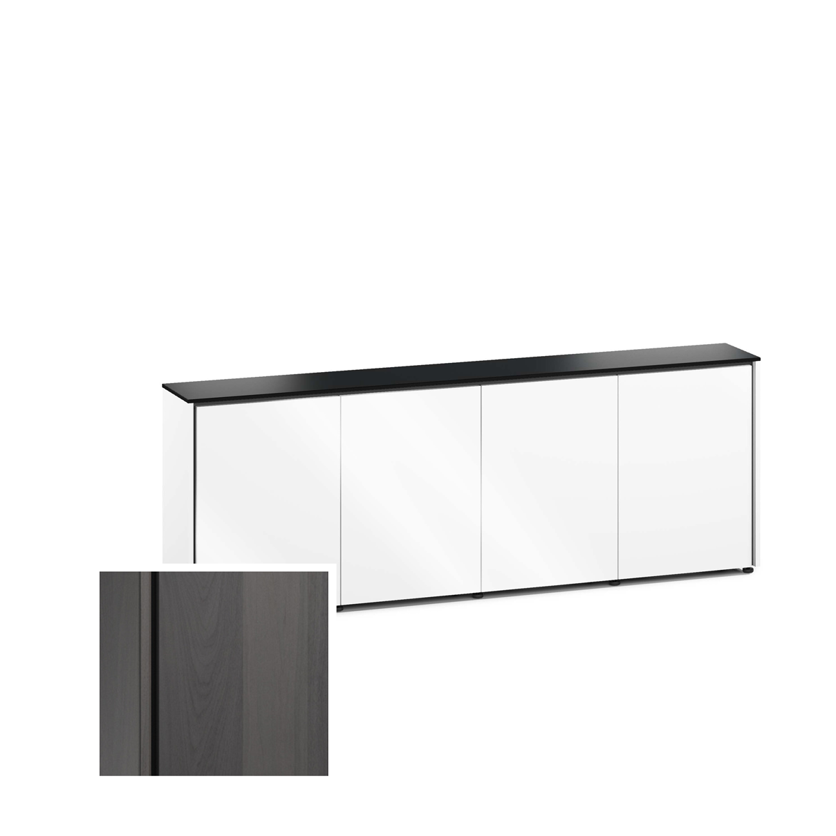 D1/347A/SN/WG 4 Bay Low-Profile, Wall Cabinet, Sienna / Walnut Grey