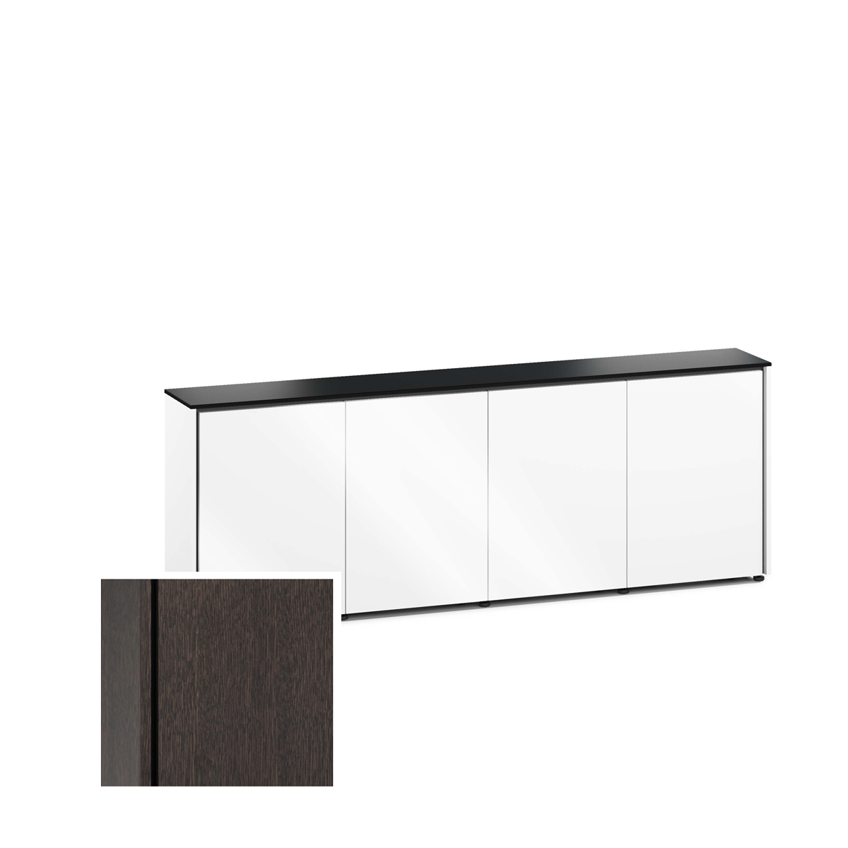 D1/347A/SN/WO 4 Bay Low-Profile, Wall Cabinet, Sienna / Wenge Oak