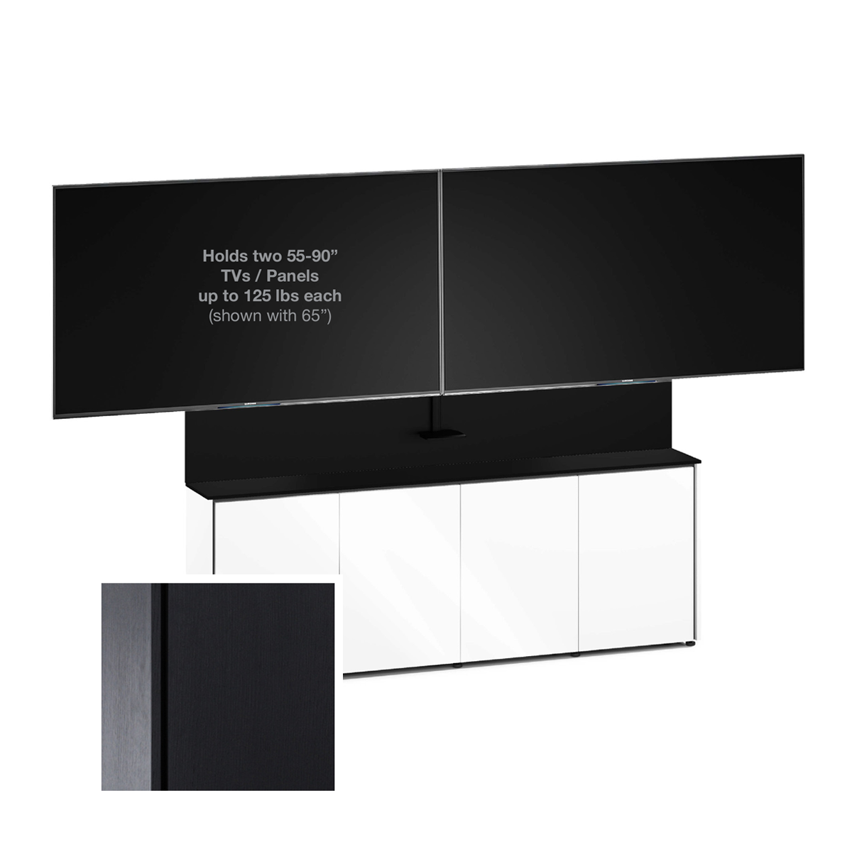 D1/347AM2/SN/BO 4 Bay Dual Monitor Low-Profile, Wall Cabinet, Sienna- Black Oak