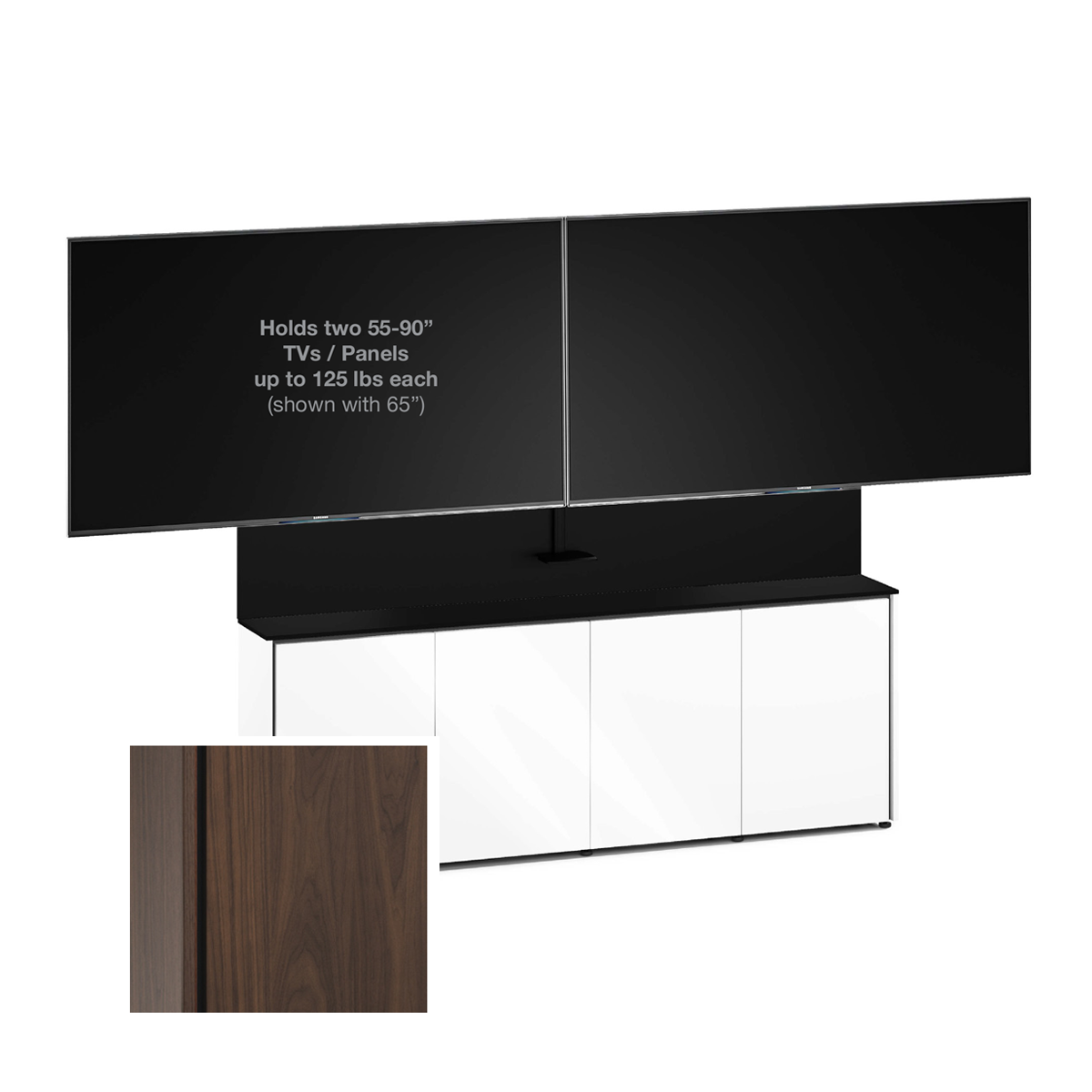 D1/347AM2/SN/MW 4 Bay Dual Monitor Low-Profile, Wall Cabinet, Sienna- Medium Walnut
