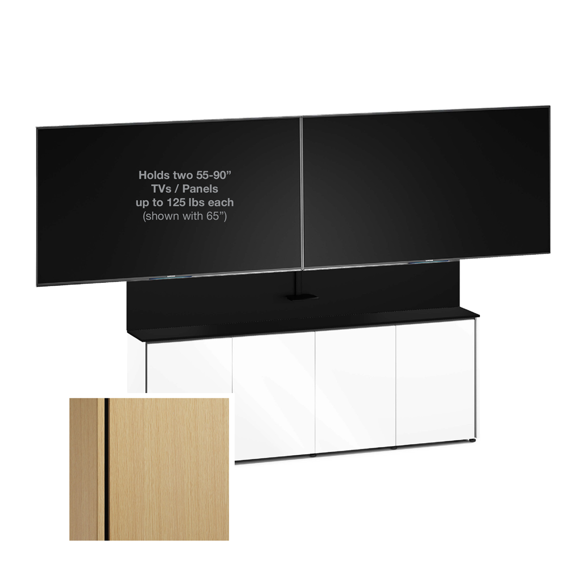 D1/347AM2/SN/NO 4 Bay Dual Monitor Low-Profile, Wall Cabinet, Sienna- Natural Oak