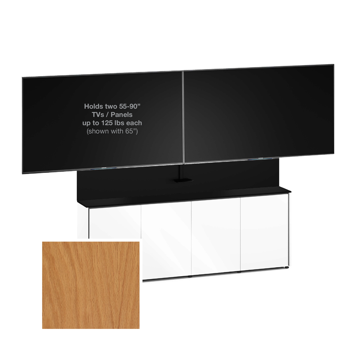 D1/347AM2/SN/SO 4 Bay Dual Monitor Low-Profile, Wall Cabinet, Siena- Spiced Oak