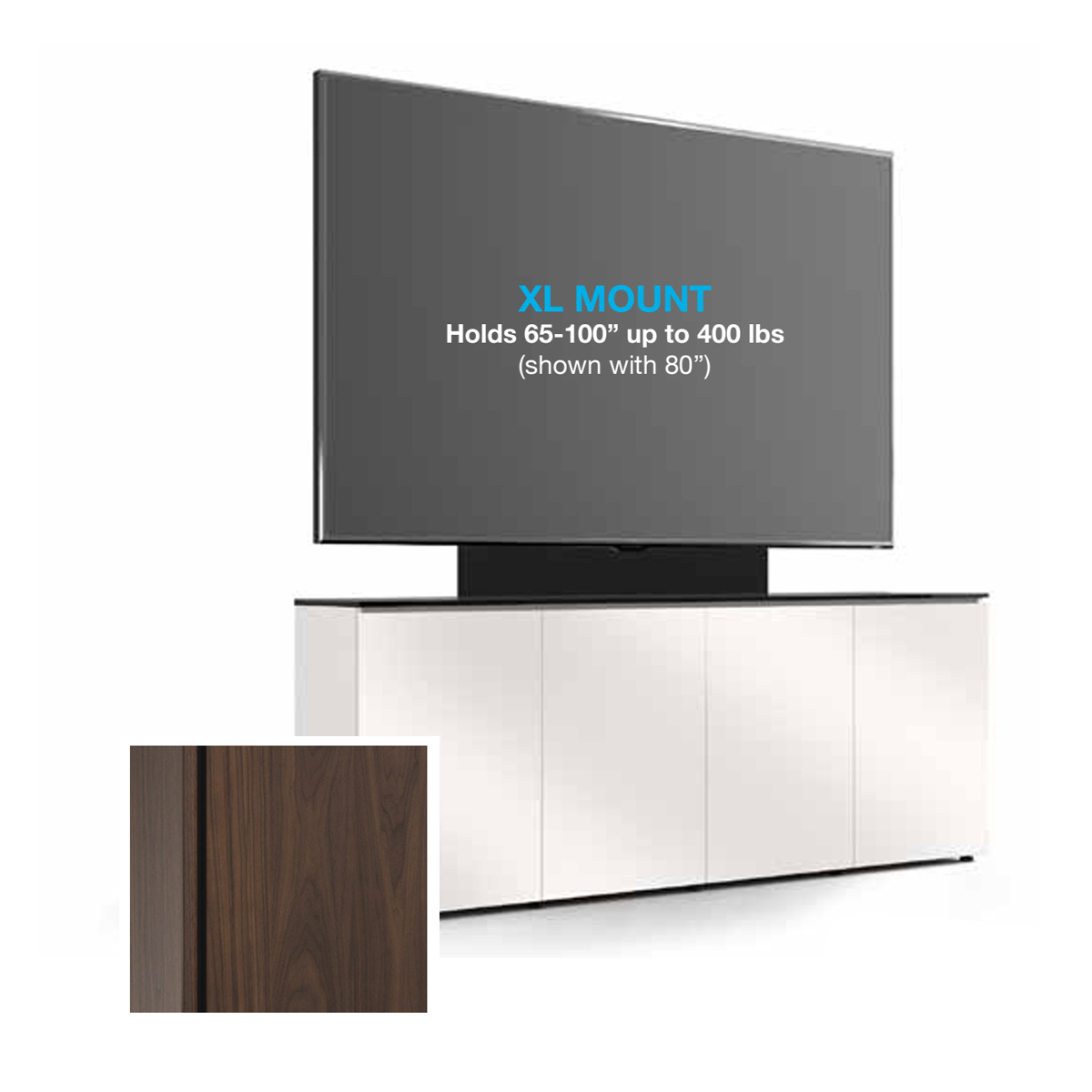 D1/347AMXL/SN/MW 4 Bay, Single XL Monitor Low-Profile, Wall Cabinet, Sienna / Medium Walnut