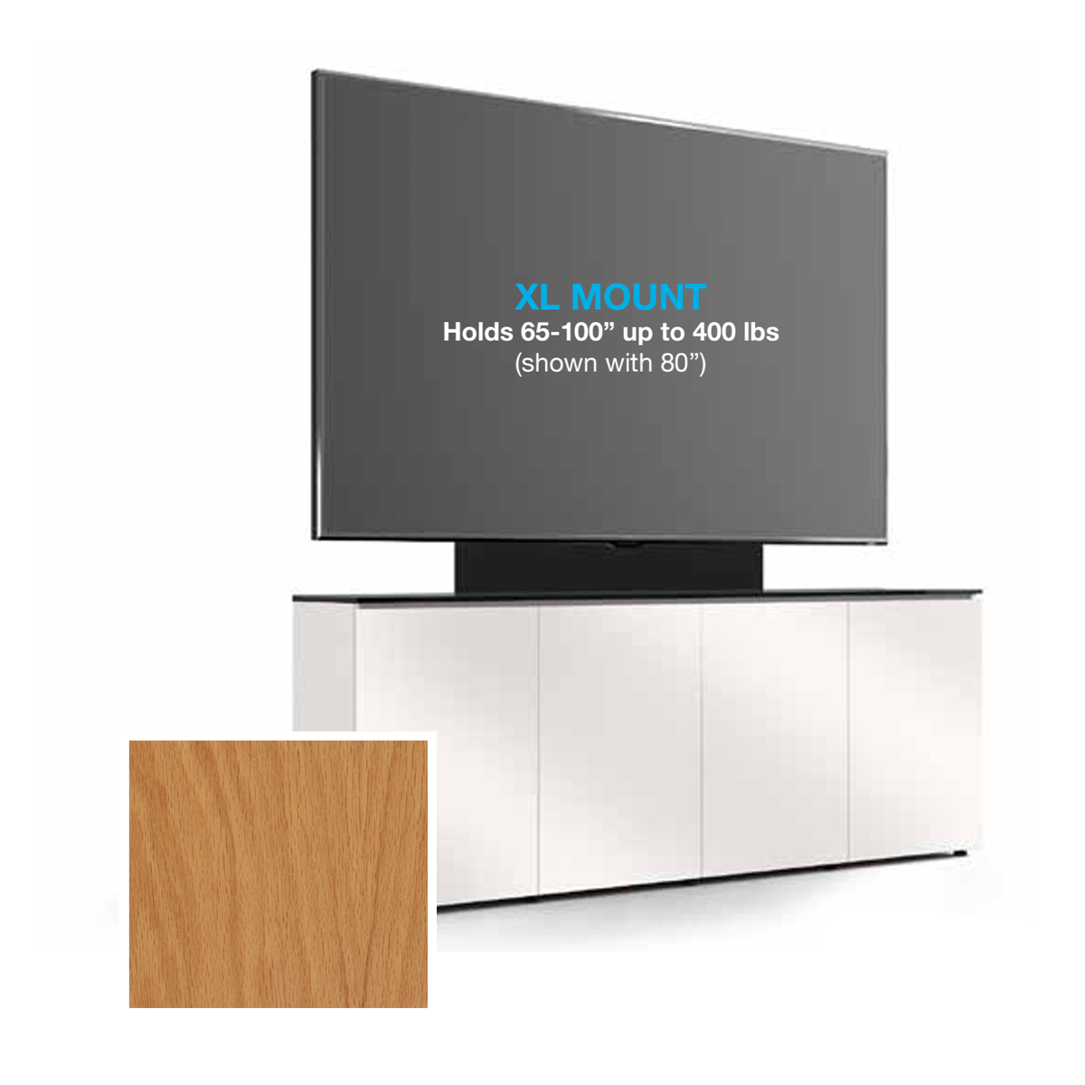 D1/347AMXL/SN/SO 4 Bay, Single XL Monitor Low-Profile, Wall Cabinet, Sienna / Spiced Oak