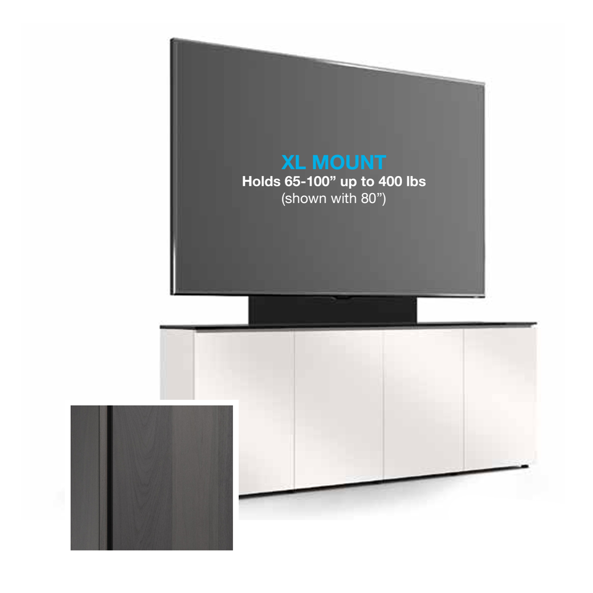 D1/347AMXL/SN/WG 4 Bay, Single XL Monitor Low-Profile, Wall Cabinet, Sienna / Walnut Grey