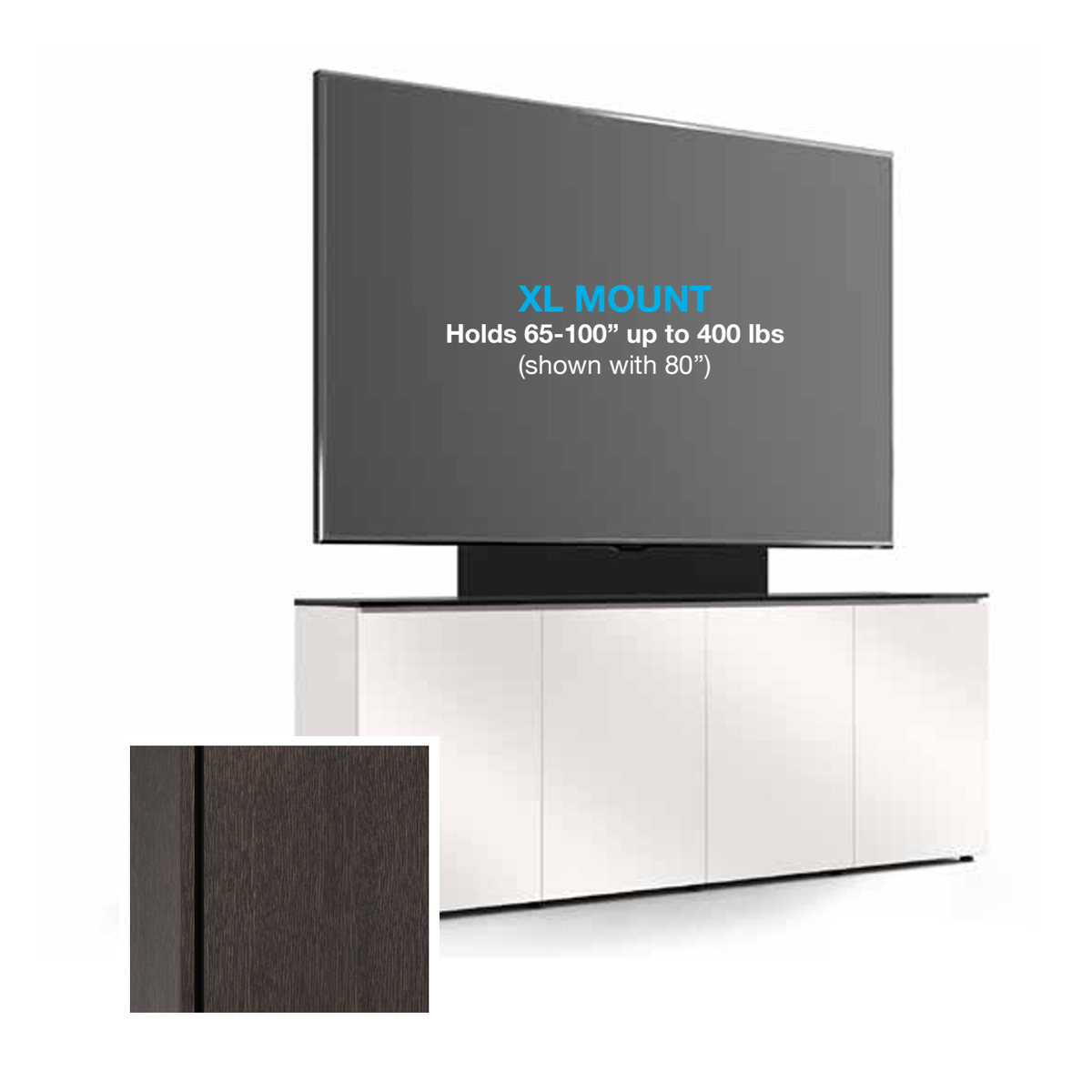 D1/347AMXL/SN/WO 4 Bay, Single XL Monitor Low-Profile, Wall Cabinet, Siena /Wenge Oak