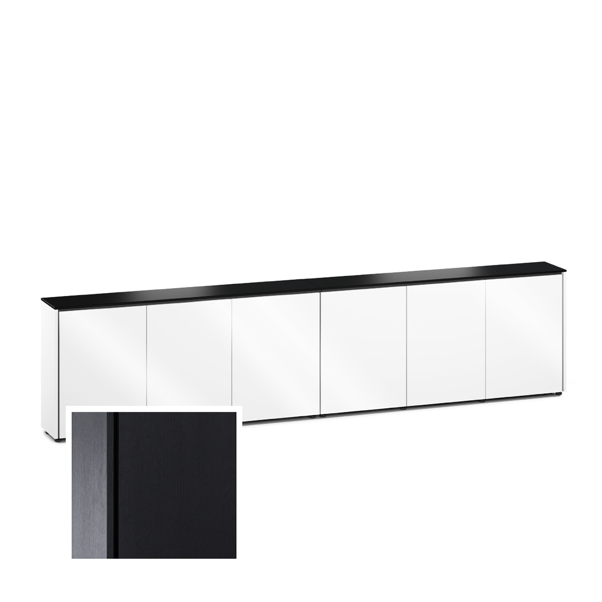 D1/367A/SN/BO 6 Bay Low-Profile, Wall Cabinet, Sienna- Black Oak