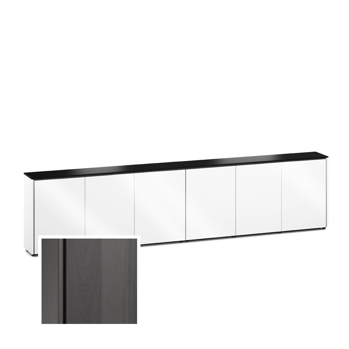 D1/367A/SN/WG 6 Bay Low-Profile, Wall Cabinet, Sienna- Walnut Grey