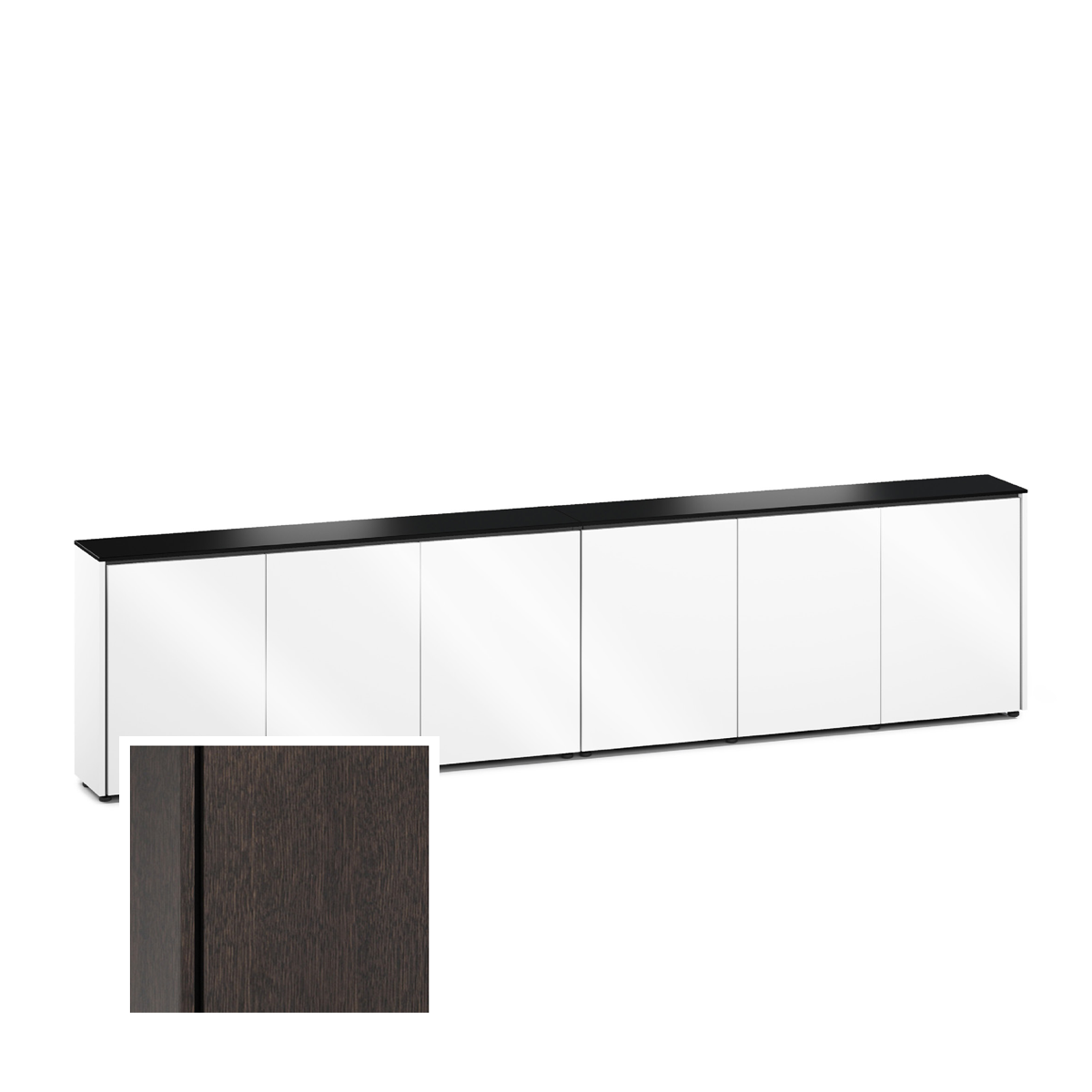 D1/367A/SN/WO 6 Bay Low-Profile, Wall Cabinet, Sienna- Wenge Oak