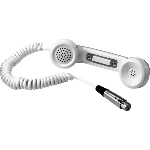 HS-6AWHITE Telephone-style PTT Handset with Metal Hanger Bracket