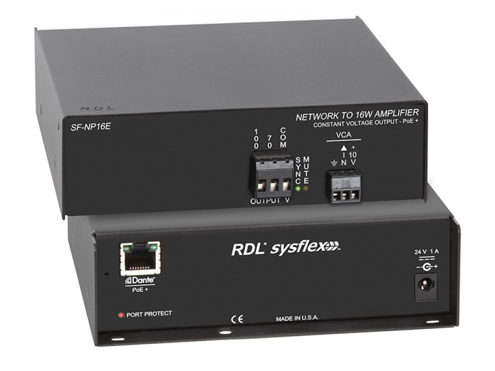 SF-NP16E PoE+ Network to 16 W Mono Audio Amplifier - 70 V or 100 V