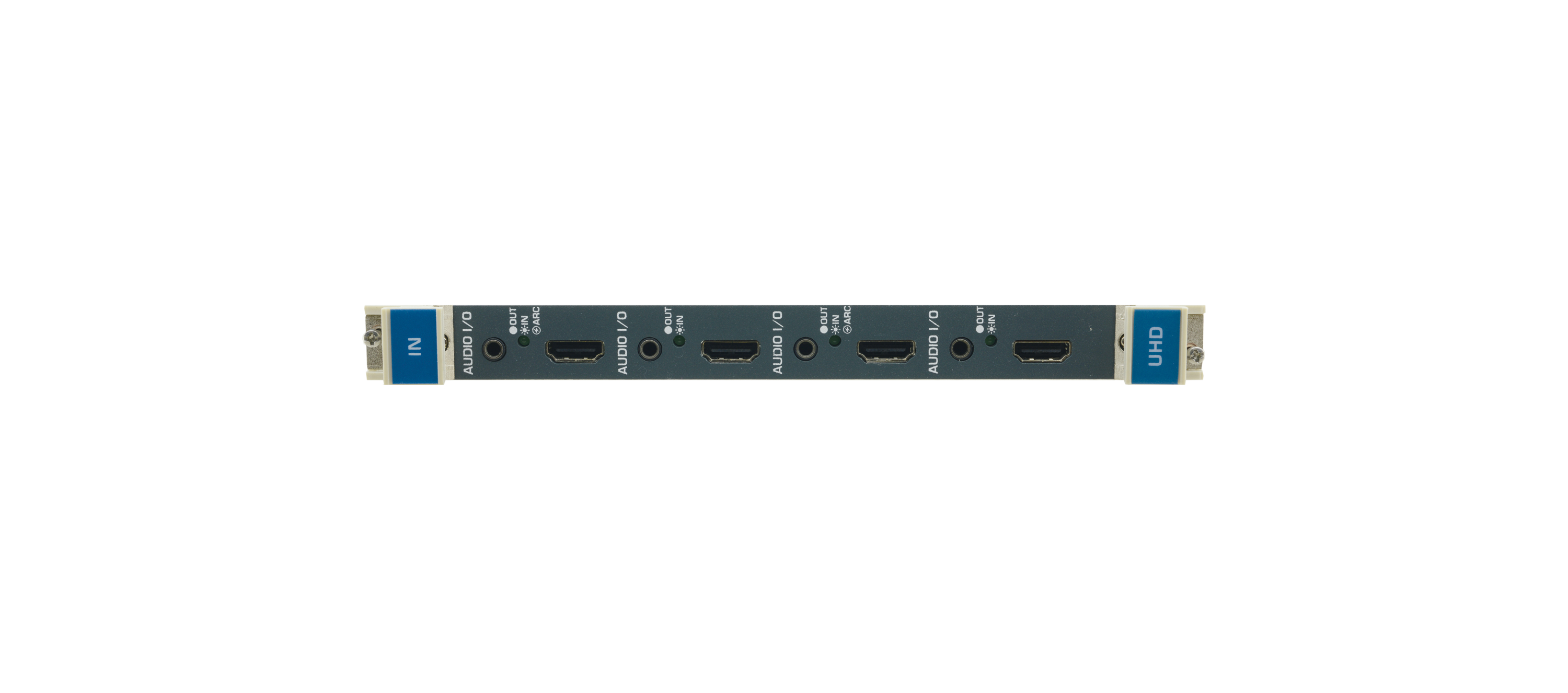 UHDA-IN4-F32/STANDALONE 4–Channel 4K60 4:2:0 HDMI Input Card with Selectable Embedded, De–embedded or ARC Analog Audio