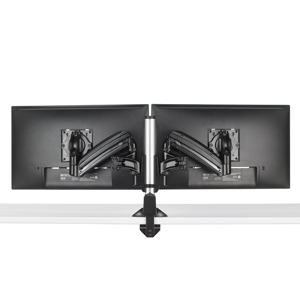 KXC220B KX Low-Profile Dual Monitor Arm, Column Desk Mount, Black