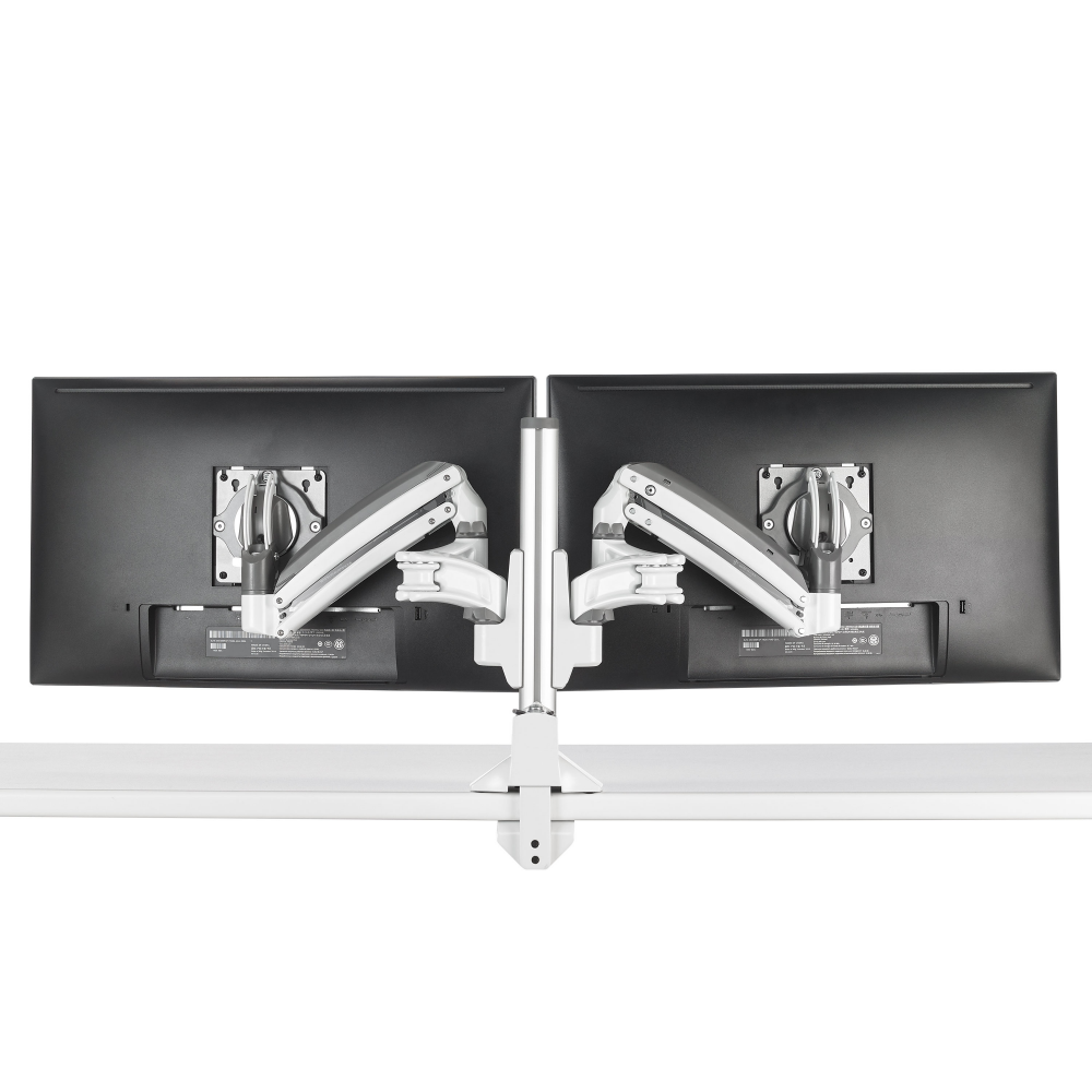 KXC220W KX Low-Profile Dual Monitor Arm, Column Desk Mount, White