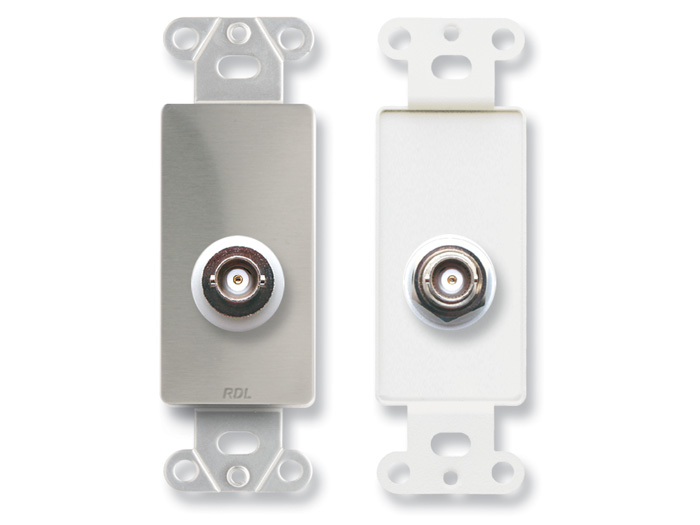 DS-BNC/D Insulated Double BNC Jack on Decora Wall Plate - Stainless steel