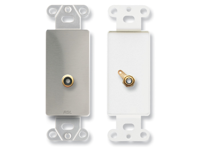 DS-PHN1 Single RCA Jack on Decora Wall Plate - Solder type - Stainless steel