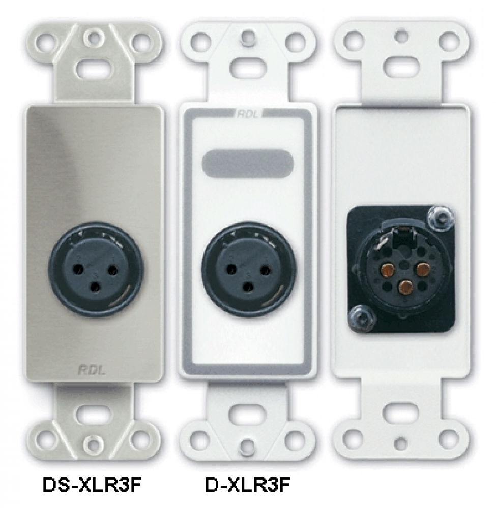 DS-XLR3F XLR 3-pin Female Jack on Decora® Wall Plate - Stainless steel