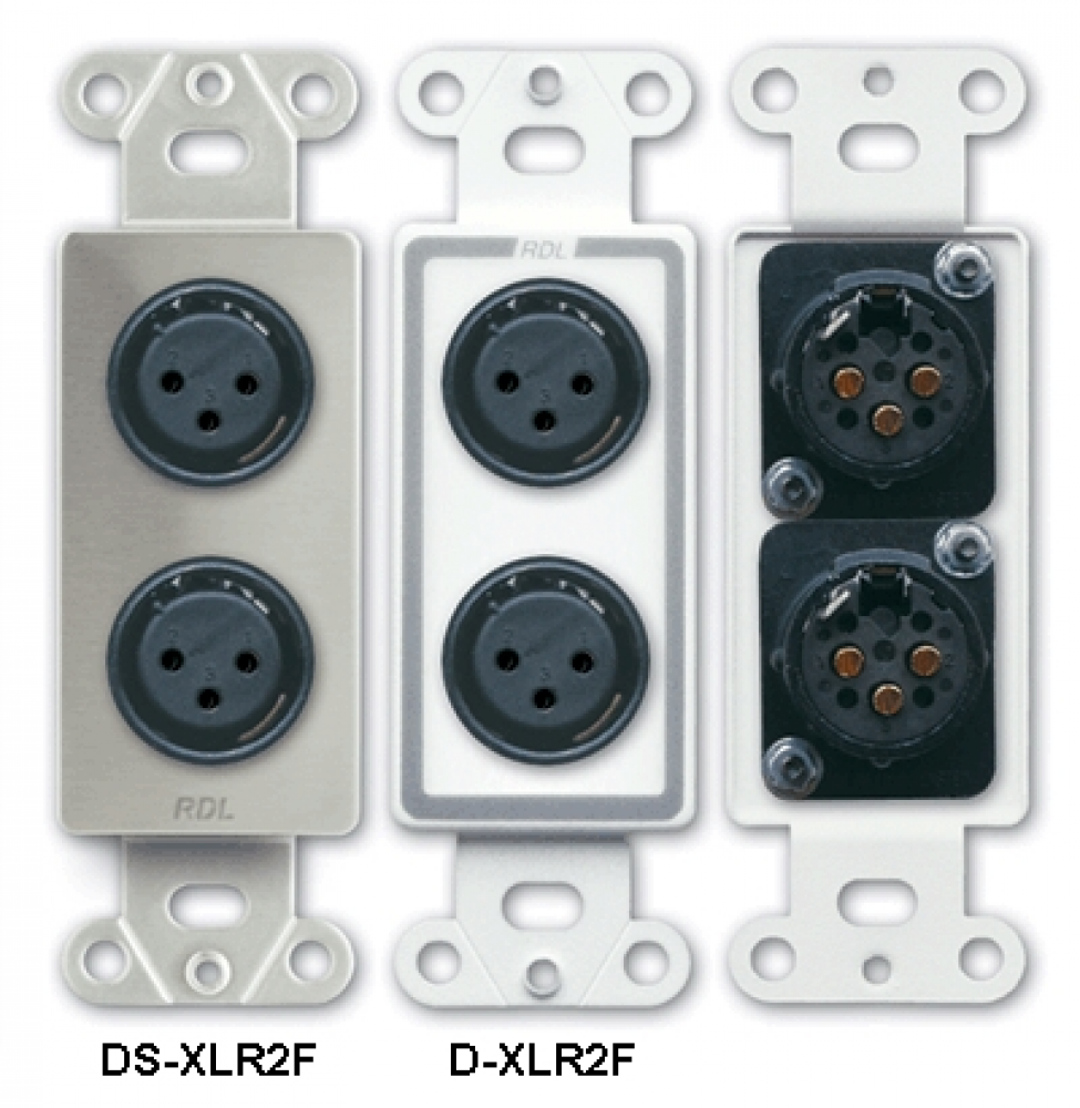 D-XLR2F Dual XLR 3-Pin Female Jacks on Decora® Wall Plate
