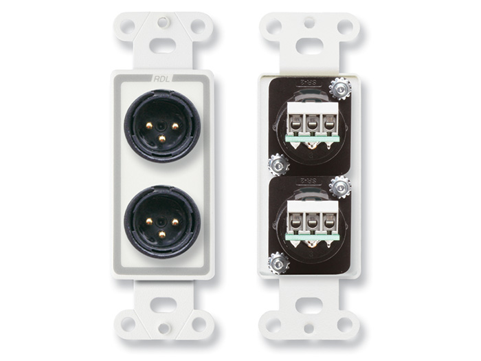 D-XLR2M Dual XLR 3-pin Male Jacks on Decora Wall Plate