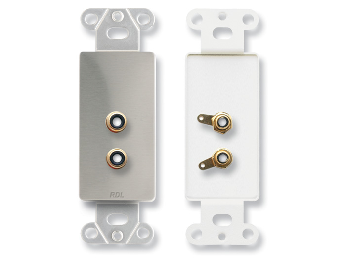 DS-PHN2C Dual Phono Jacks on D Plate - Solder type - Stainless Steel