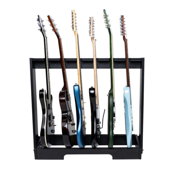 GFW-GTR-WD6RK-BLK Frameworks Wooden Guitar Rack for Up to 6 Guitars - Black