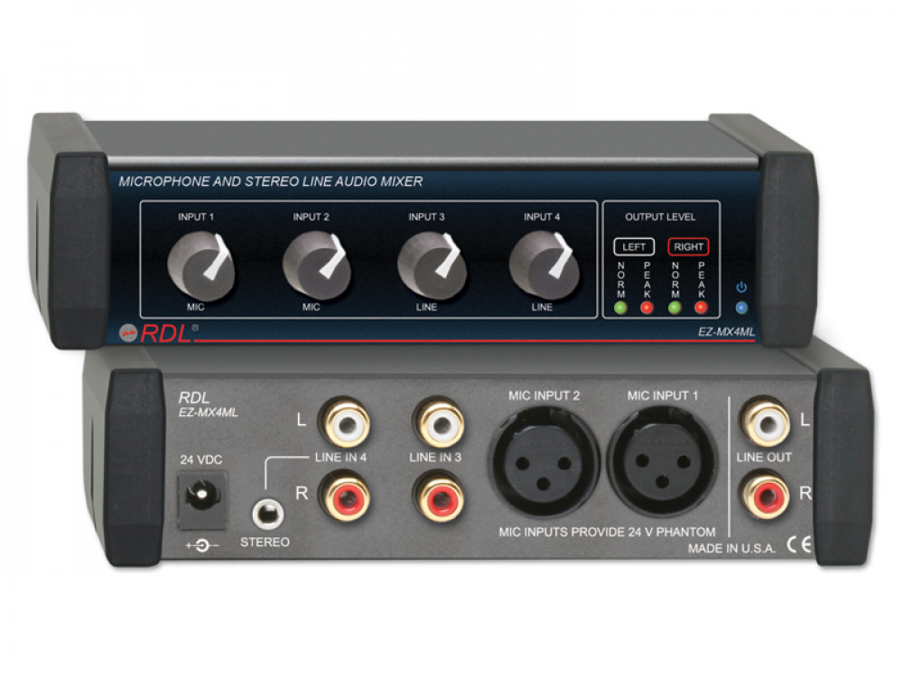 EZ-MX4ML Microphone and Stereo Line Audio Mixer - 4X1