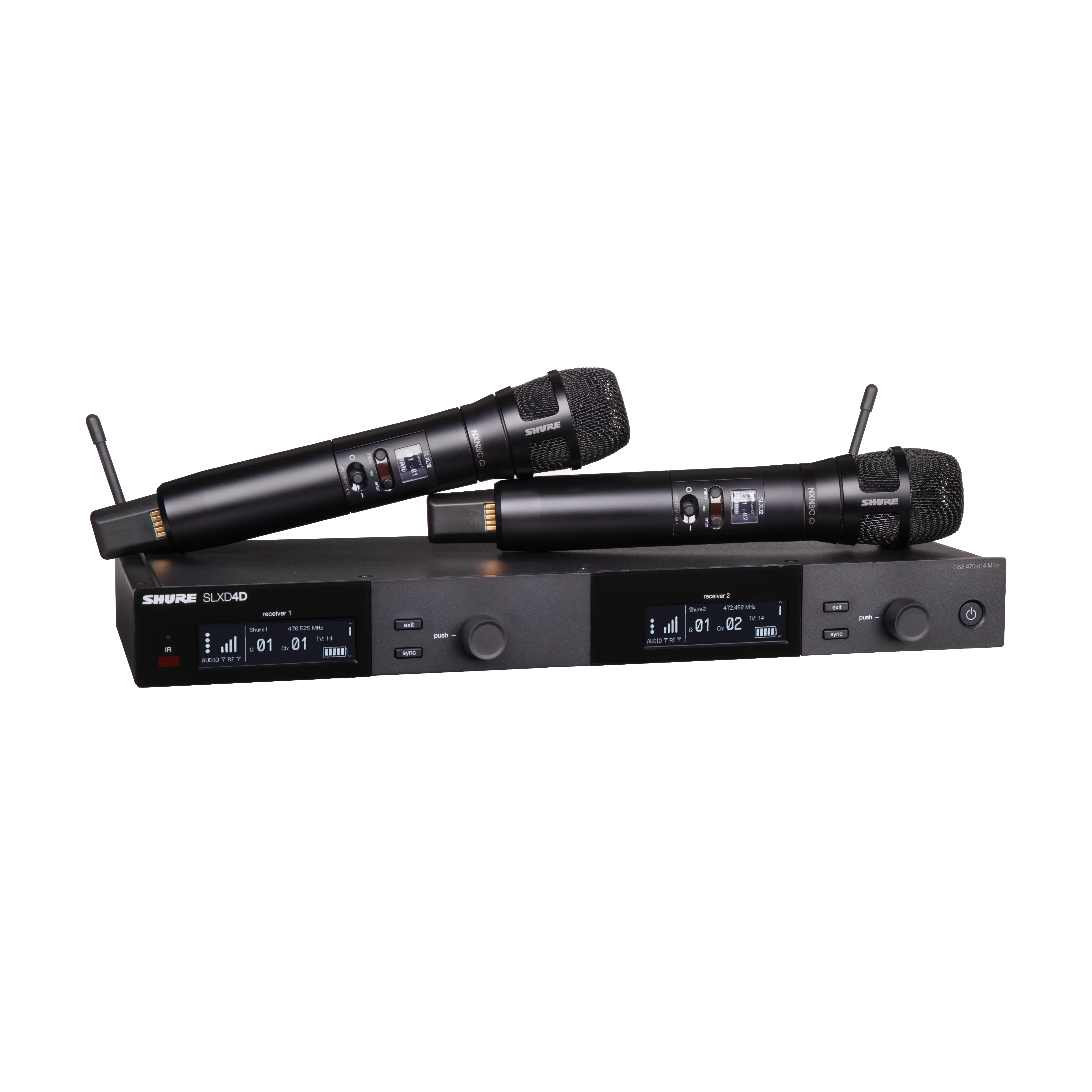 SLXD24D/N8CB-J52 Dual Wireless System With 2 Nexadyne 8/C Handheld Transmitters