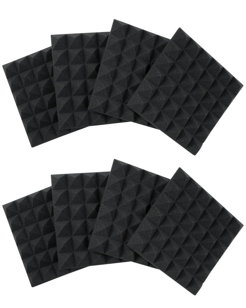 GFW-ACPNL1212PCHA-8PK 8 Pack of Charcoal 12x12" Acoustic Pyramid Panel