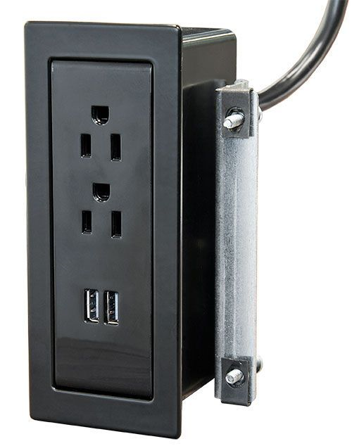CUB4 B Dual AC+USB Power Panel - Black
