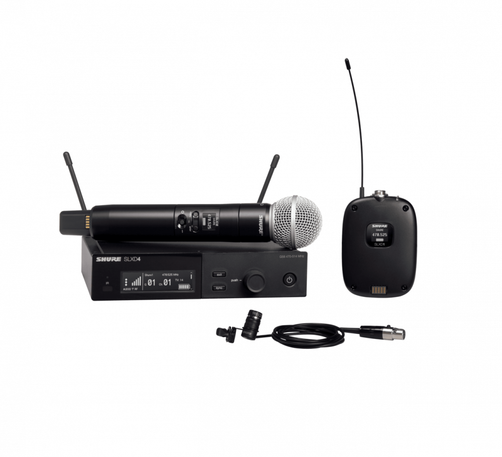 SLXD124/85-H55 Combo System with SLXD1 Bodypack, SLXD4 Receiver, SM58, and WL185 Lavalier Microphone