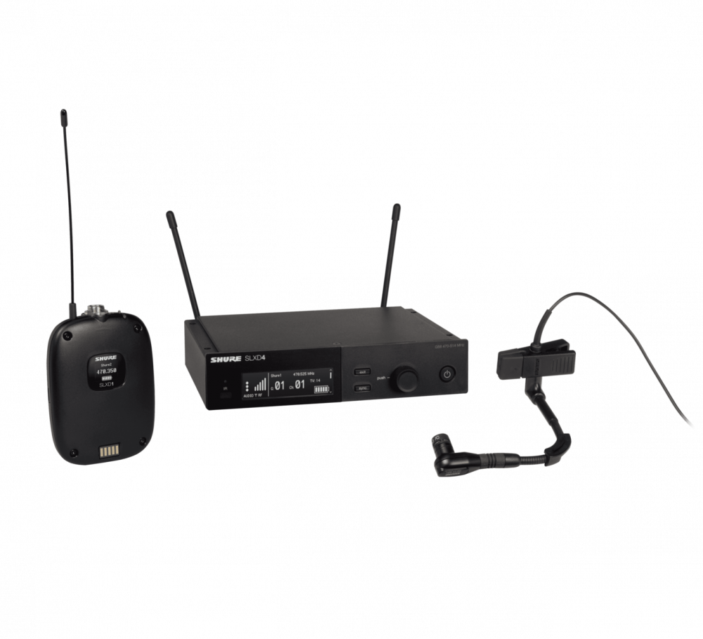 SLXD14/98H-H55 Combo System with SLXD1 Bodypack, SLXD4 Receiver, and Beta 98H/C Clip-on Gooseneck Microphone