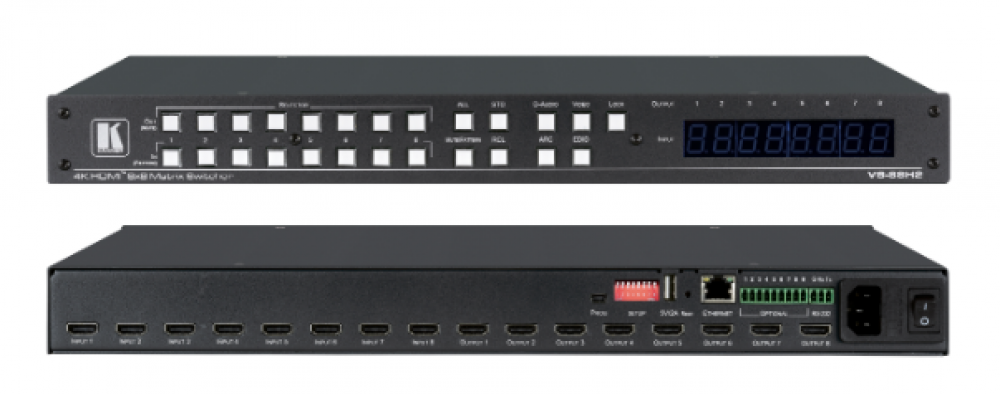 VS-88H2 8x8 4K HDR HDCP 2.2 Matrix Switcher with Digital Audio Routing