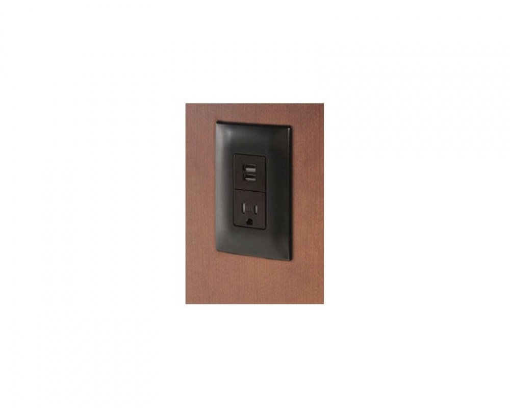 Factory Installed 1 AC Power Outlet, 2 USB- Black