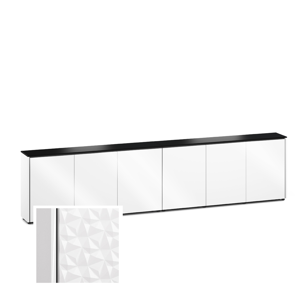 D1/367A/ML/WH/BK 6 Bay Low-Profile, Wall Cabinet, Milan- White / Black Phenolic