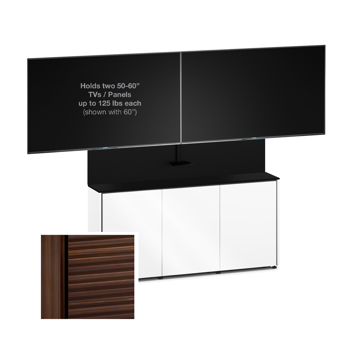 D1/337AM2/ZU/OB 3 Bay, Dual Monitor Low-Profile, Wall Cabinet, Zurich/Linear Texture- Opium Brown