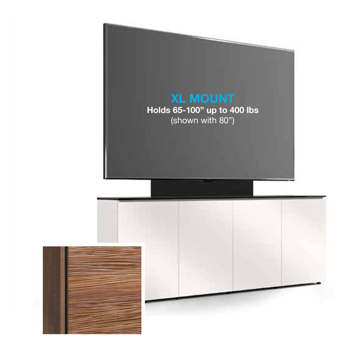 D1/347AMXL/DV/MW 4 Bay, Single XL Monitor Low-Profile, Wall Cabinet, Denver- Medium Walnut