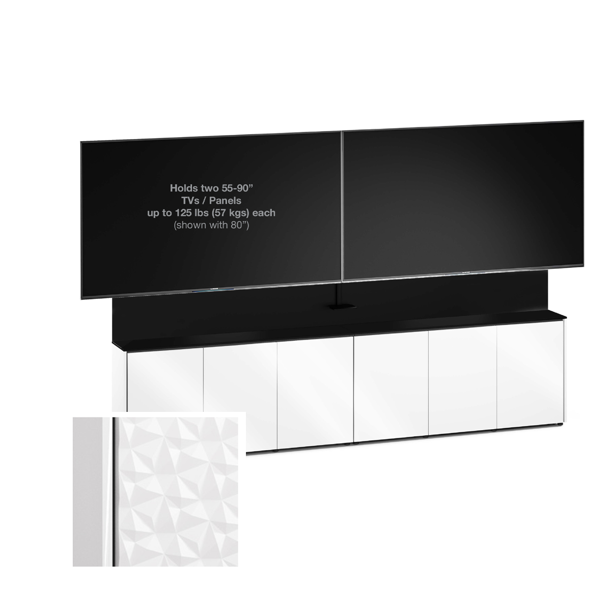 D1/367AM2/ML/WH/WH 6 Bay, Dual Monitor Low-Profile, Wall Cabinet, Milan- White / White Solid Surface